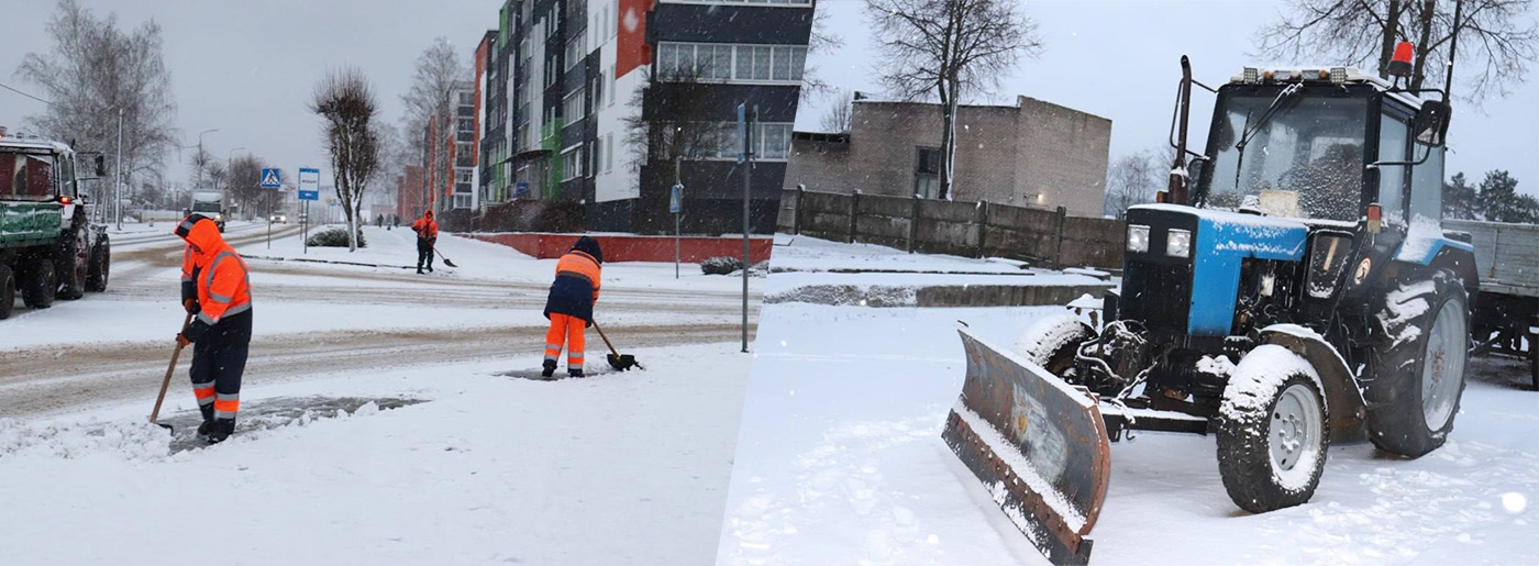 "Зимние будни: снег, мороз и работа дорожников"