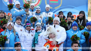 Команда Президента Беларуси первой пришла к финишу в биатлонной эстафетной гонке на "Минской лыжне"