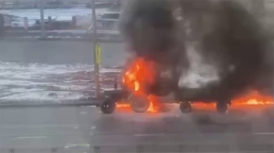 В Минске во время движения загорелся трактор