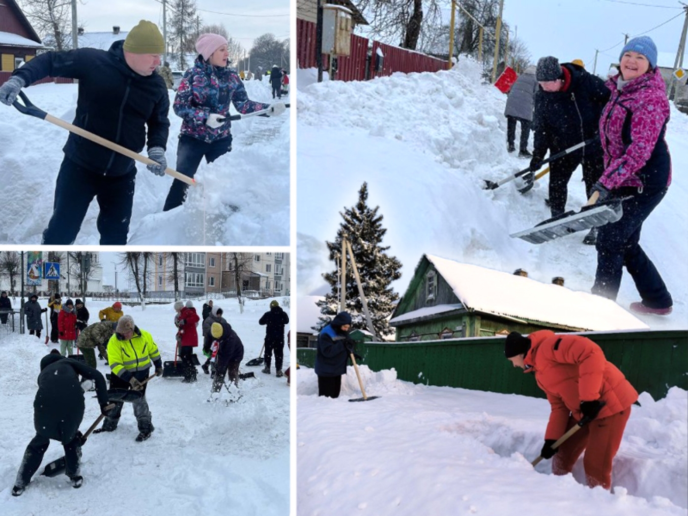 И смех, и снег: березинцы дружно помогают бороться со стихией