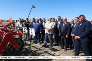 Тест для пресс-подборщика и награды для "Савушкина продукта". Лукашенко посетил Березовский район