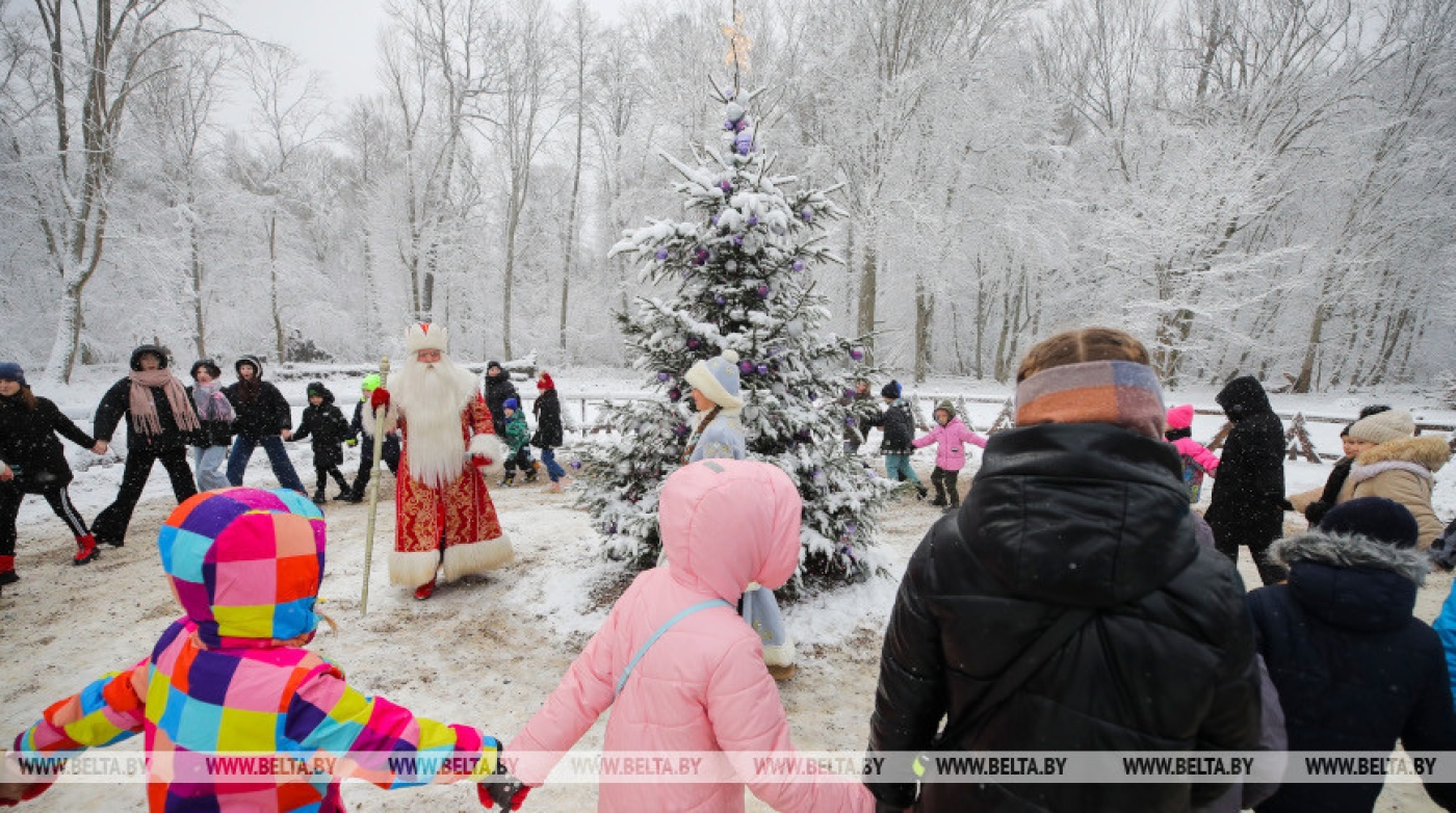 Тысячи туристов из Беларуси и зарубежья приехали в Беловежскую пущу на 20-летие поместья Деда Мороза