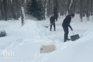 Президент лично взялся за расчистку снежных сугробов