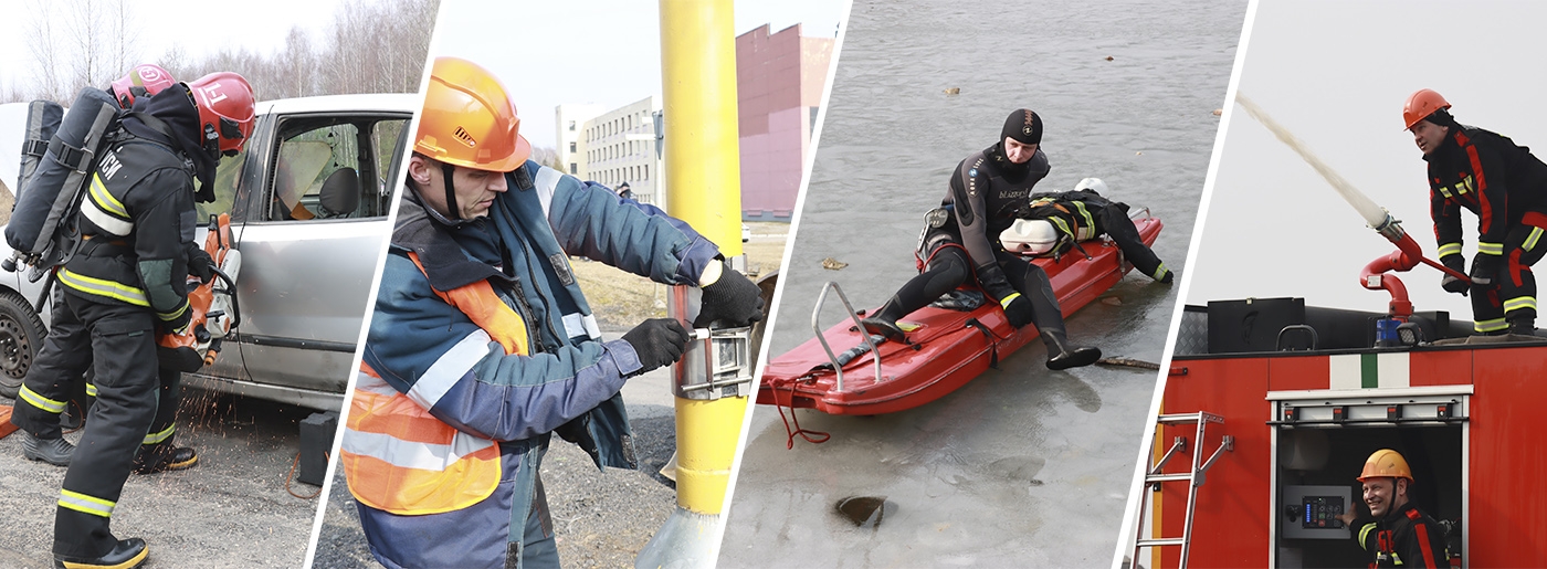 Штормовое предупреждение, возгорание сухой растительности, ДТП и пожар. В Березинском районе проходят учения по защите от ЧС